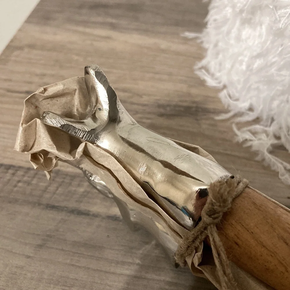 hip hop made in India WOODEN BUNNY SERVER SET OF 2 W/ SILVER TONE BUNNY DETAIL